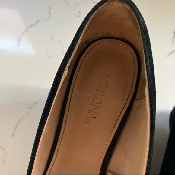 Merona Suede Like Black Wedge Shoes Heels Size 8 - Picture 7 of 13